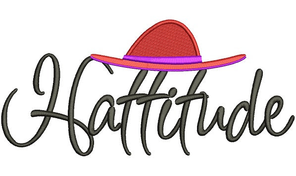 Hattitude Red Hat Filled Machine Embroidery Digitized Design Pattern