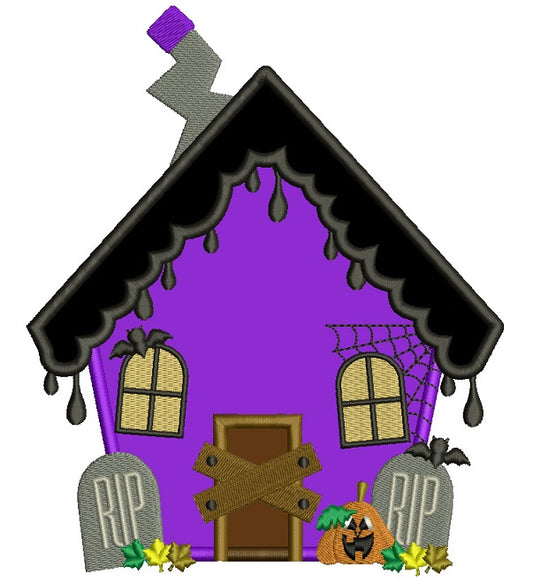 Haunted House RIP Halloween Applique Machine Embroidery Design Digitized Pattern