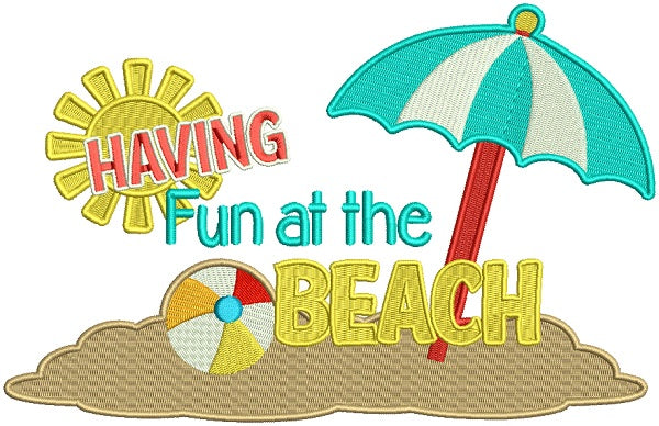 Having Fun At The Beach Summer Filled Machine Embroidery Design Digitized Pattern