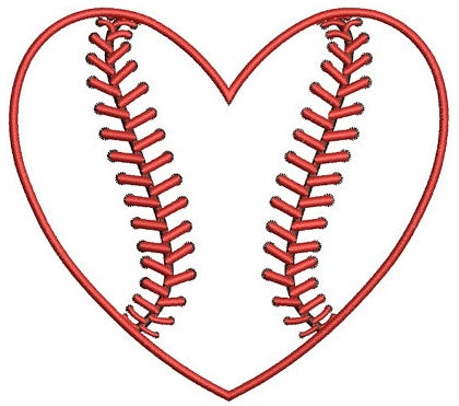 Heart Baseball Machine Embroidery Applique Digitized Design Pattern - Instant Download