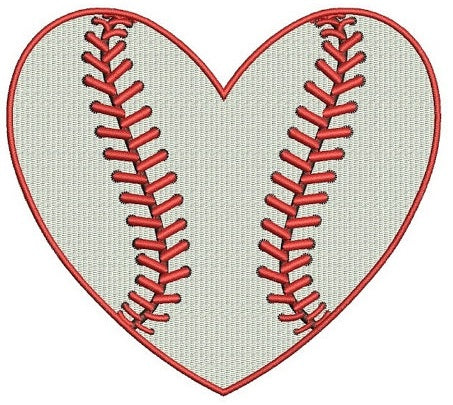 Heart Baseball Machine Embroidery Filled Digitized Design Pattern - Instant Download - 4x4 , 5x7, and 6x10 -hoops
