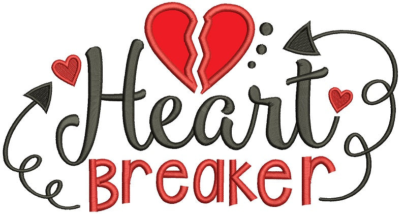 Heart Breaker Applique Machine Embroidery Design Digitized Pattern