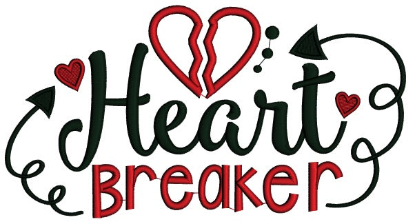 Heart Breaker Applique Machine Embroidery Design Digitized Pattern