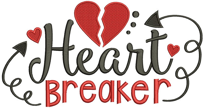 Heart Breaker Filled Machine Embroidery Design Digitized Pattern