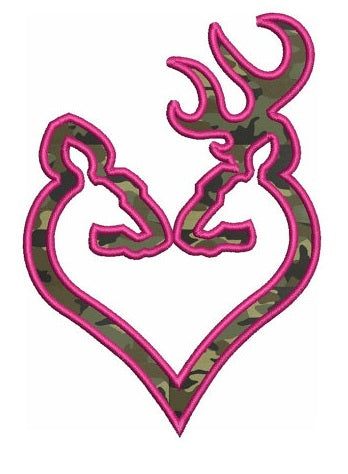 Heart Buck and Doe Hunting Applique machine embroidery digitized design pattern - Instant Download -4x4 , 5x7, and 6x10 hoops