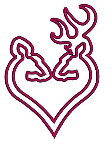 Heart Buck and Doe Hunting Applique machine embroidery digitized design pattern - Instant Download -4x4 , 5x7, and 6x10 hoops
