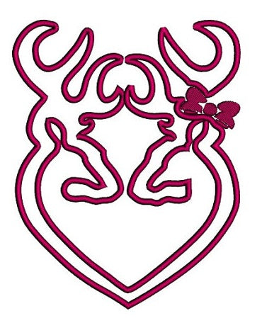 Heart Doe Hunting Applique machine embroidery digitized design pattern - Instant Download -4x4 , 5x7, and 6x10 hoops