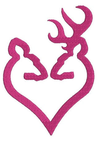 Heart Doe and Buck Hunting machine embroidery digitized design filled pattern - Instant Download -4x4 , 5x7, and 6x10 hoops