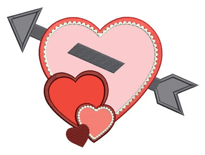 Heart Pierced With Arrow Applique Machine Embroidery Digitized Design Pattern