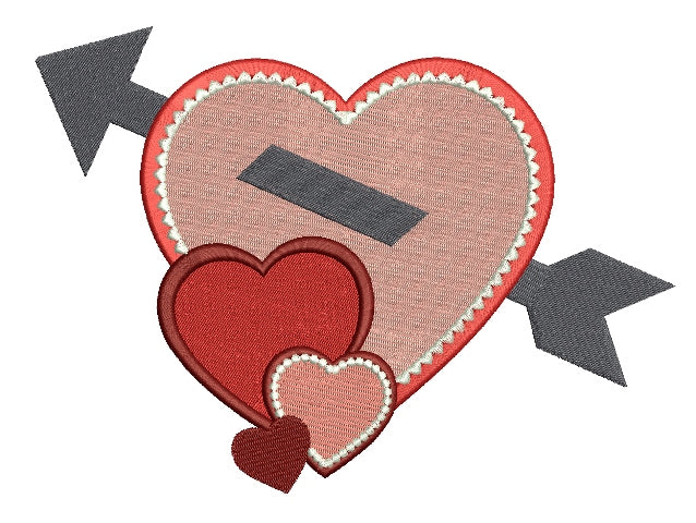 Heart Pierced With Arrow Filled Machine Embroidery Digitized Design Pattern
