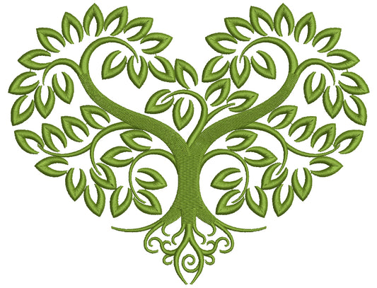Heart Shaped Tree Filled Machine Embroidery Design Digitized Pattern