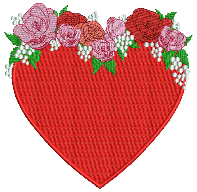 Heart With Decorative Flowers Filled Machine Embroidery Design Digitized Pattern