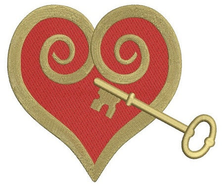 Heart with a Key Machine Embroidery Digitized Design Filled Pattern - Instant Download - 4x4 , 5x7, 6x10