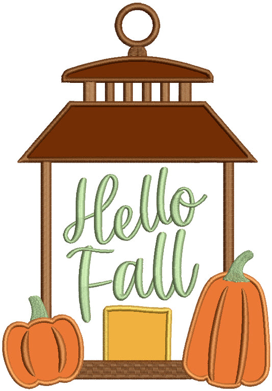 Hello Fall Pumpkins And Bird Feeder Applique Machine Embroidery Design Digitized Pattern