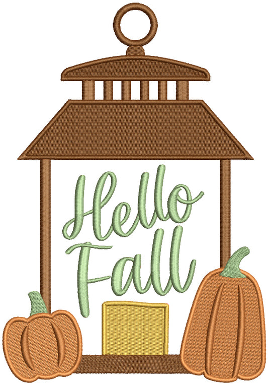 Hello Fall Pumpkins And Bird Feeder Filled Machine Embroidery Design Digitized Pattern