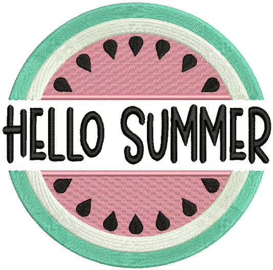 Hello Summer Watermelon Filled Machine Embroidery Design Digitized Pattern
