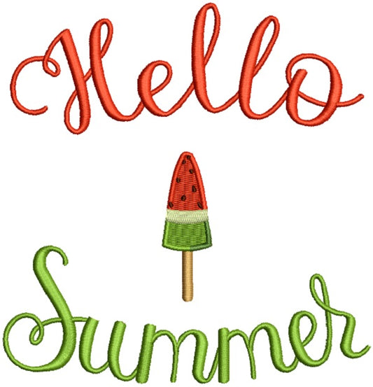 Hello Summer Watermelon Lollipop Filled Machine Embroidery Design Digitized Pattern