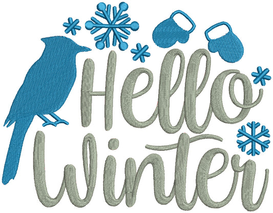 Hello Winter Christmas Filled Machine Embroidery Design Digitized Pattern