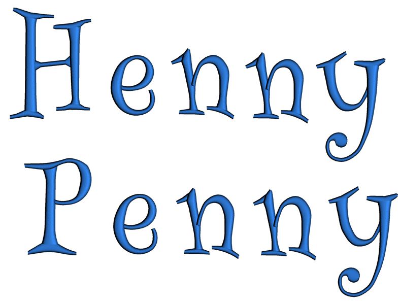 Henny Penny Machine Embroidery Font Satin Upper and Lower Case 1 2 3 inches
