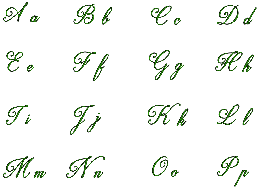 Hensen Script Machine Embroidery Font Upper and Lower Case 1 2 3 inche ...