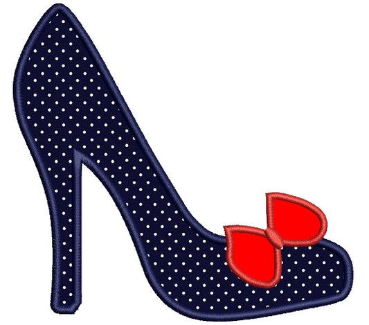 High Heel Shoe With a Bow Applique Machine Embroidery Digitized Design Pattern
