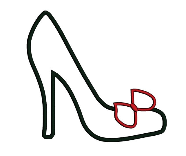 High Heel Shoe With a Bow Applique Machine Embroidery Digitized Design Pattern