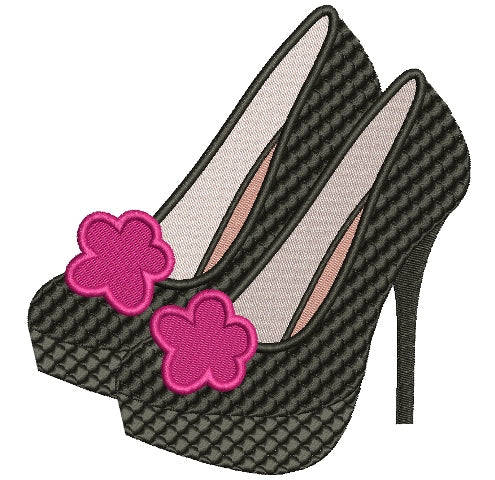 High Heel Stiletto Shoes Filled Machine Embroidery Digitized Design Pattern