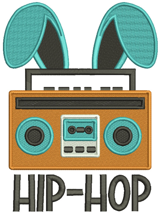 Hip Hop Cassette Player And Bunny Ears Easter Filled Machine Embroidery Design Digitized Pattern