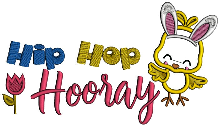 Hip Hop Hooray Applique Easter Machine Embroidery Design Digitized Pattern