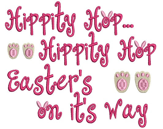 Hippity Hop Easter Filled Machine Embroidery Design Digitized Pattern