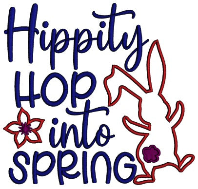 Hippity Hop Into Spring Easter Applique Machine Embroidery Design Digitized Pattern