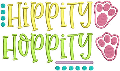 Hippity Hoppity Bunny Footsteps Applique Easter Machine Embroidery Design Digitized Pattern