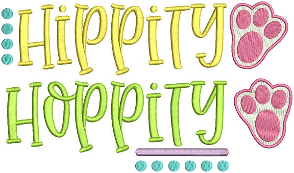 Hippity Hoppity Bunny Footsteps Filled Easter Machine Embroidery Design Digitized Pattern
