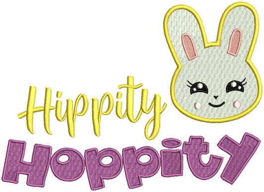 Hippity Hoppity Easter Bunny Filled Machine Embroidery Design Digitized