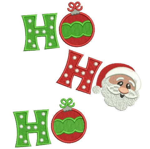 Ho Ho Ho Christmas Filled Machine Embroidery Digitized Design Pattern