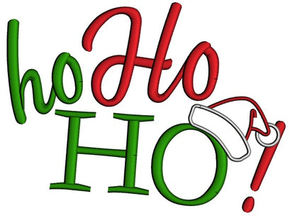Ho Ho Ho Santa Hat Christmas Applique Machine Embroidery Design Digitized Pattern
