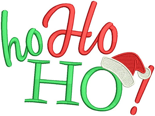 Ho Ho Ho Santa Hat Christmas Filled Machine Embroidery Design Digitized Pattern