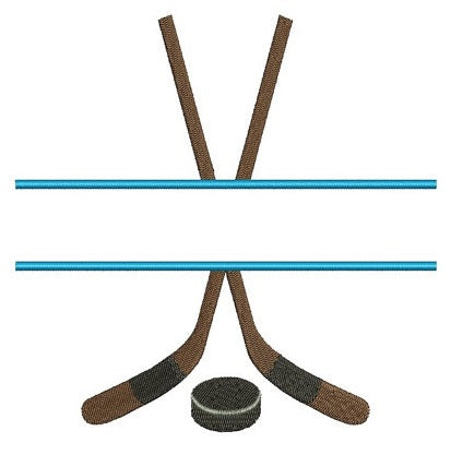 Hockey Split Stick and puck Sport Machine Embroidery Digitized Filled Design Pattern - Instant Download - 4x4 , 5x7, and 6x10 -hoops