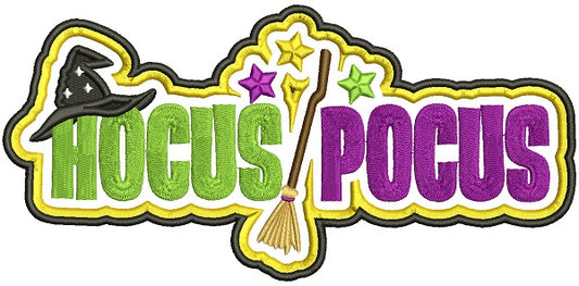 Hocus Pocus Broom And Witch Hat Applique Machine Embroidery Design Digitized Pattern