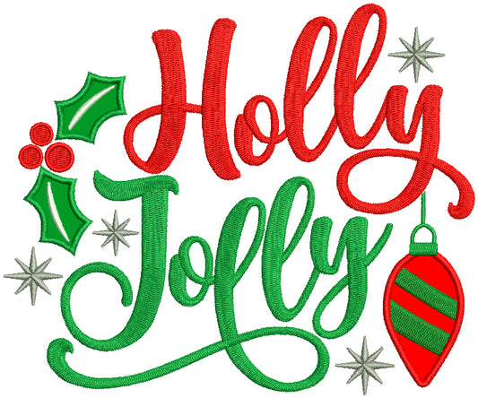 Holly Jolly Ornaments Christmas Applique Machine Embroidery Design Digitized Pattern
