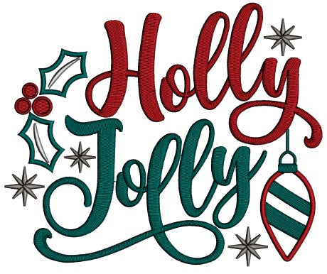 Holly Jolly Ornaments Christmas Applique Machine Embroidery Design Digitized Pattern
