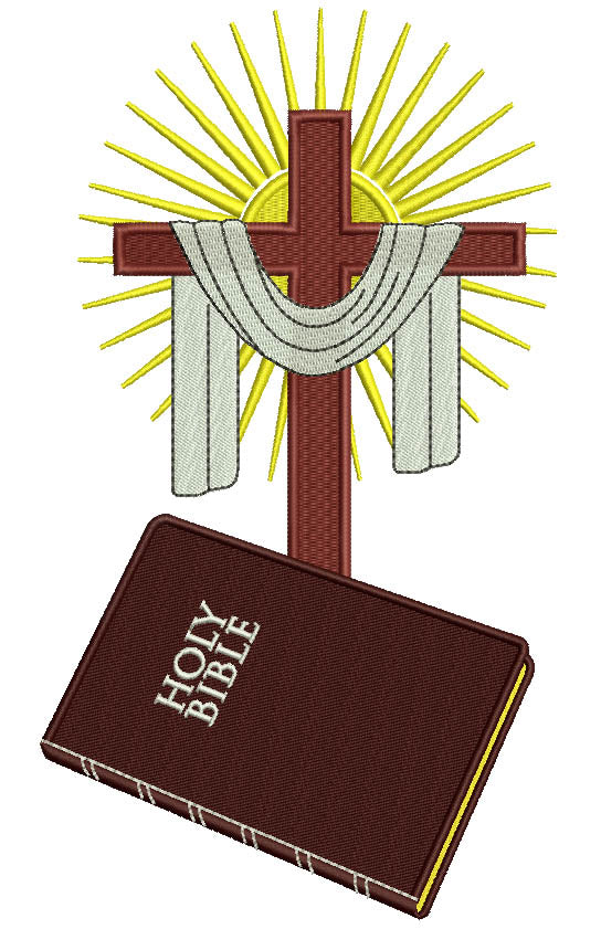 Holy Bible and Cross Filled Machine Embroidery Design Digitized Patter ...