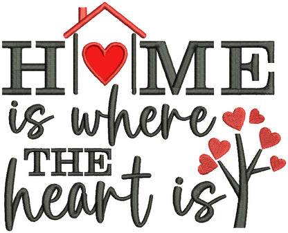 Home Is Where The Heart Is Valentine's Day Applique Machine Embroidery Design Digitized Pattern