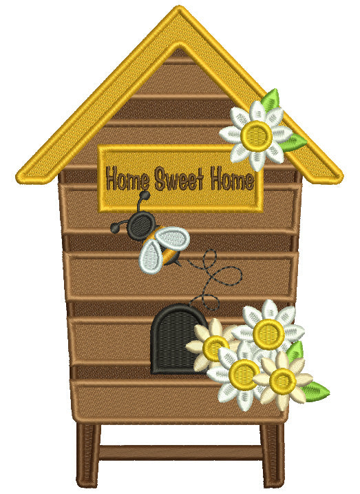 Home Sweet Home Honeycomb Filled Machine Embroidery Digitized Design Pattern