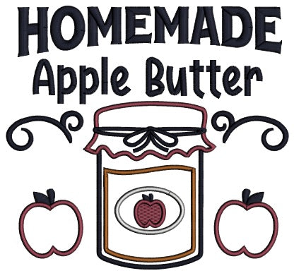 Homemade Apple Butter Food Applique Machine Embroidery Design Digitized Pattern