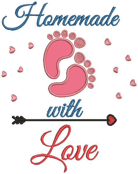 Homemade With Love Baby Feet Applique Machine Embroidery Design Digitized Pattern