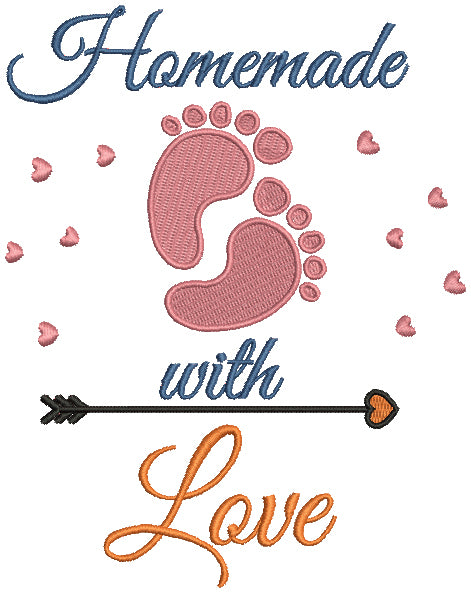 Homemade With Love Baby Feet Filled Machine Embroidery Design Digitized Pattern