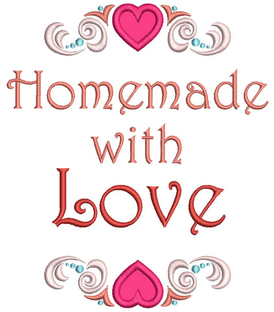 Homemade With Love Hearts Applique Machine Embroidery Design Digitized Pattern