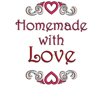 Homemade With Love Hearts Applique Machine Embroidery Design Digitized Pattern