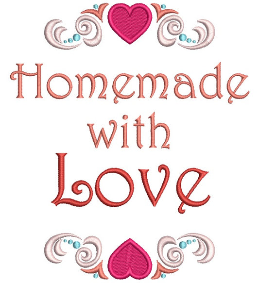 Homemade With Love Hearts Filled Machine Embroidery Design Digitized Pattern